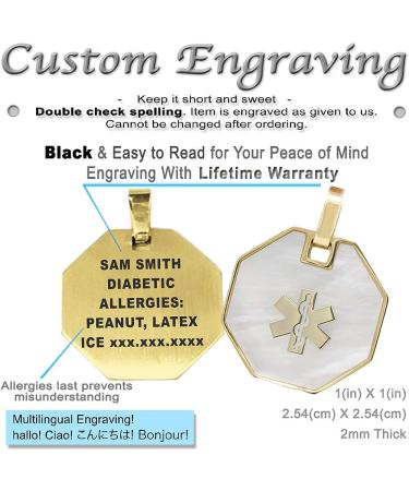 Custom Engraved Medical Alert Necklace for Diabetes, Warfarin, Dialysis, Stroke, Pacemakers - 24in Steel Gold Toned - My Identity Doctor - Buy Online on GoSupps.com