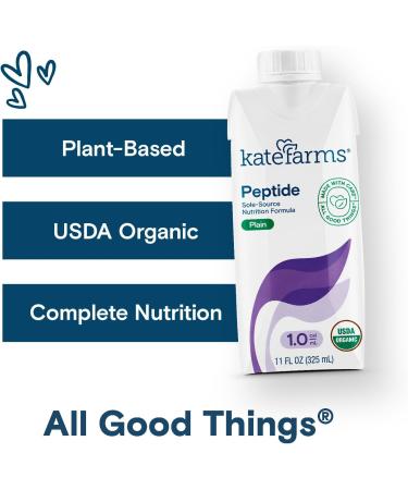 KATE FARMS Organic Adult Peptide 1.0 Formula Plain Sole-Source Hydrolyzed Plant-Based Nutrition for Oral or Tube Feeding 11 Fl oz (12 Pack) - Buy Online on GoSupps.com