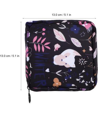 Healifty Sanitary Napkin Storage Bag 4 Pack - Period Gift for Girls - Tampon Organizer for Women - White & Black Fox & Kitty Print - Buy Online on GoSupps.com