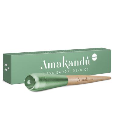 Eye massage device against tearbags and dark circles - Buchenholz massager with Aventurinstein - relaxation effect - well -being and beauty of the skin - ideal for eyelids and dark circles roll on ojos