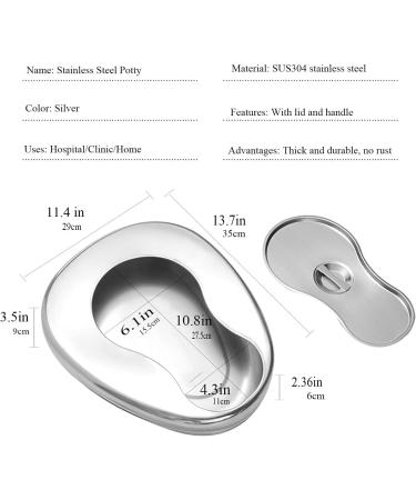 Stainless Steel Bedpan Firm Thick Stable Bedpan Heavy Duty Smooth Contoured for Male Female Bed-Bound Patient Personal Care - Buy Online on GoSupps.com
