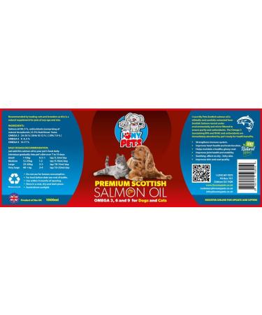 Salmon Oil 1L - Dogs Cats Ferrets Horses Pets Animals 1 Litre - 100% Natural Scottish Salmon Oil For Dogs UK - Omega 3 & 6 for Healthy Skin Coat Joints - I Love My Pets 1 l (Pack of 1) - Buy Online on GoSupps.com
