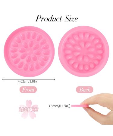 100 Pcs False Lash Glue Holder - Disposable Eyelash Extensions Trays Plastic Pink Glue Holder Pallet Pads for Professional Use - Buy Online on GoSupps.com