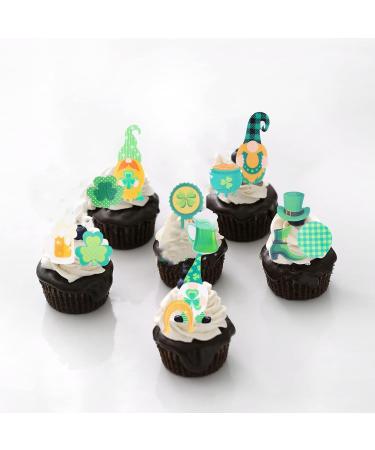 St Patrick's Day Cupcake Toppers Stickers Multi-pieces Cake Decorations Shamrock Theme Party Favors Supplies Various Shapes and Patterns (B) - Buy Online on GoSupps.com