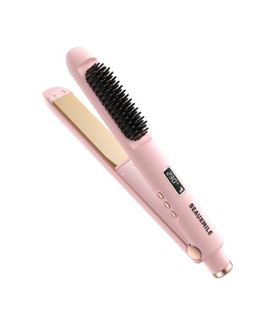 1 Flat Iron with Straightening Comb 2-in-1 Hair Straightener Brush for Styling and Frizz Control 30+ Temps Negative Ions Hair Care Dual Voltage for All Hair Types Pink
