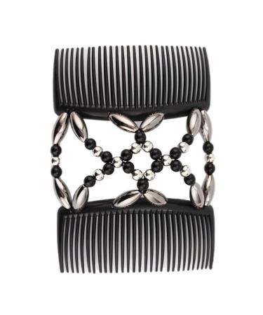 Beaded Hair Clip Double Stretchy Hair Comb Elastic Beads Hair Combs for Women Girls Hair Accessory
