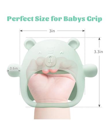 NiBaby Little Bear Silicone Teething Mitten - BPA-Free Anti-Drop Glove for Babies 3-12 Months - Sucking, Biting, Pain Relief - Pale Green - Buy Online on GoSupps.com