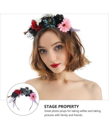 Lurrose Halloween Flower Crown Headband Mexican Rose Flower Crown dia de los muertos Flower Crown Day of The Dead Headband Skull Headpiece Headwear (Colorful) - Buy Online on GoSupps.com