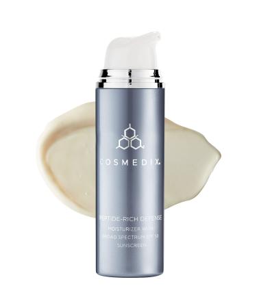 COSMEDIX Peptide-Rich Defense Face Moisturizer with SPF 50 Sunscreen - Visibly Reduce Fine Lines and Wrinkles  Protect Skin Against Aging - Lightweight & Hydrating Face Lotion  Sunscreen for Face
