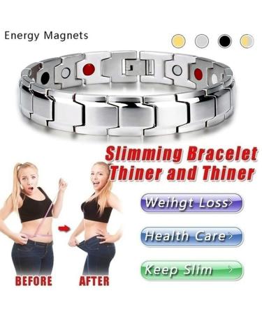 AMZLORD Ultrastarkes Titan Magnetic Arm Band | Weight Loss Bracelet for Men & Women | Anti-Fatigue Titanium Steel Magnet Bracelet (Silver) - Buy Online on GoSupps.com
