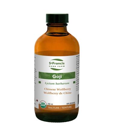 St Francis Herb Farm - Goji (Chinese Wolfberry) (Lycium barbarum berry) Certified Organic Herbal Tincture Extract used in Herbal Medicine: (1) as an antioxidant (2) to support the immune system (3) to support capillary health (250 ml)