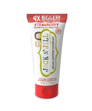 Jack N' Jill Mega Toothpaste 4x More - Natural Toddler Toothpaste for Baby Kids & Infants 6 Months & Up Fluoride Free Training Toothpaste for Toddlers 1-3 40% Xylitol - Strawberry 7.05 oz (1-Pack)