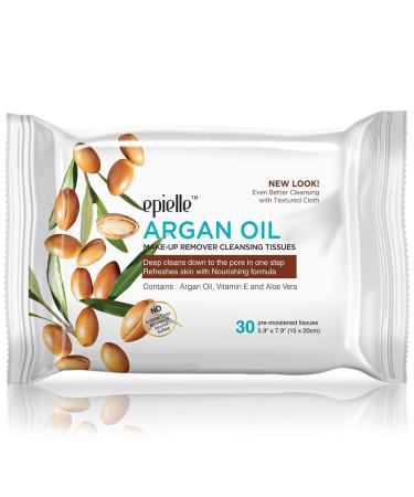 Epielle Makeup Remover Cleansing Wipes | Gentle Daily Towelettes for All Skin Types | Removes Dirt, Oil, Makeup | Charcoal, Collagen, Aloe, Cucumber, Green Tea, Argan Oil | 30ct - Buy Online on GoSupps.com