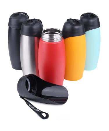 Vivaglory dogs water bottle pet drinking bottle 750ml portable & leaking -tight stainless steel drinking bottle dog on the way with a large trough for walking & hiking red 750ml improved bottle red