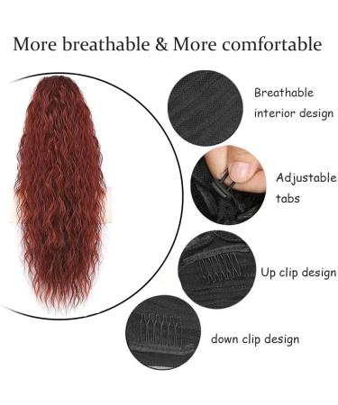 PORSMEER 28 Copper Red Long Beach Wave Ponytail Extension - Auburn Synthetic Hairpiece for Women - Buy Online on GoSupps.com