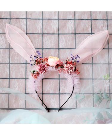 Lurrose Long Bunny Ear Headband Flower Hairbands Easter Hair Accessory Rabbit Ear Hair Hoop Party Favors Headwear for Children Women Kids - Buy Online on GoSupps.com