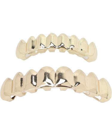 Halloween Teeth Hip Hop Teeth Brace Golden False Teeth Decoration Alloy Plated Glossy Unisex Halloween Dentures Cosplay Dress Up Horror Props Pretend Play Ornaments for Festival Party - Buy Online on GoSupps.com