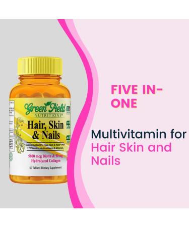 GREEN FIELD NUTRITIONS Halal Biotin Tablet for Adult Hair Skin and Nails - Raspberry - 60 Tablets - Buy Online on GoSupps.com