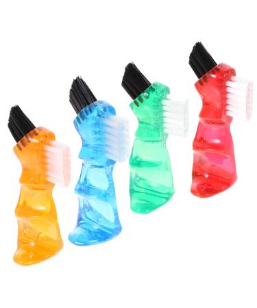 BUIFULSIC 4 piece toothbrush prosthesis brush soft born brush stops Barrel prosthesis cleaner cleaning brush mini small brush double brush or