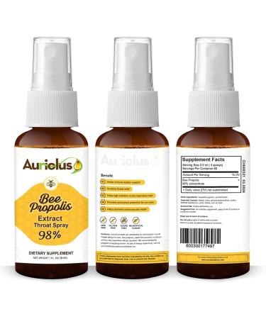 Auriolus Bee Propolis Throat Spray- Alcohol-Free Immune Support & Sore Throat Relief- Antioxidants Keto Paleo Gluten-Free- 1 Fl Oz (Pack of 2) - Buy Online on GoSupps.com
