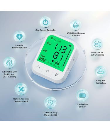 Adjustable Upper Arm Blood Pressure Monitor with Large LED Display - 198 Memory Storage - White - Buy Online on GoSupps.com