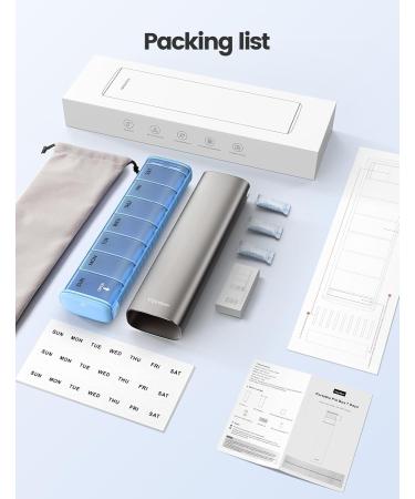Vaydeer 7 Day Weekly Pill Organizer - Metal Travel Pill Case for Supplements Pills Vitamins & Medication - Large Capacity Gray Pill Box - Buy Online on GoSupps.com