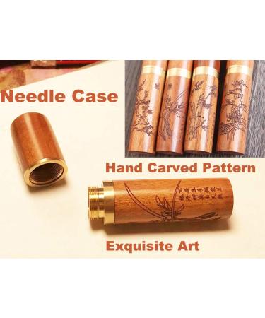 Self Threading Needles 12 Pack with Needle Threader and Carving Pattern - Golden Orchid Design, Side Thread Small Case - Buy Online on GoSupps.com