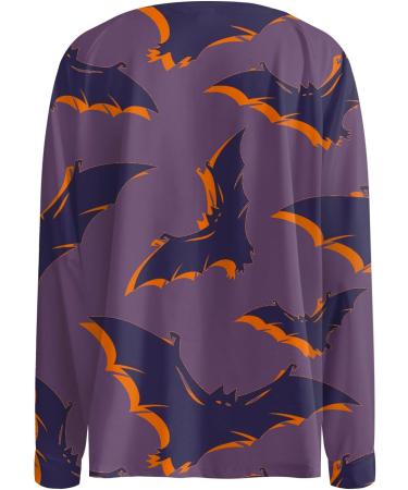 Halloween Costumes Halloween Cute Pattern Casual O Neck Long Sleeve Blouses Ladies Heated Sweatshirt Purple X-Large - Buy Online on GoSupps.com