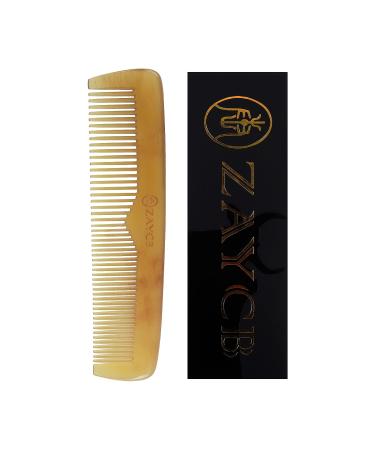 ZAYCB Buffalo Horn Fine Tooth Comb - Anti-Static Hair Comb - Hair Styling Detangling Comb for Men, Women and Kids - For All Hair Types(Yellow Classic Fine Tooth Comb)
