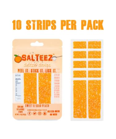 Salteez Seltzer Strips - Sweet & Sour Peach Flavor | Convenient 2 Pack for Perfectly Dressed Seltzer Anywhere - Buy Online on GoSupps.com