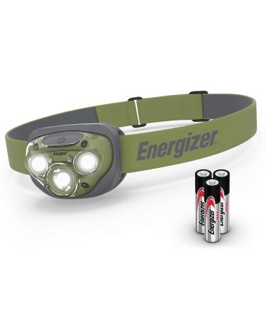 Energizer LED Headlamp , Rugged IPX4 Water Resistant Head Light, Ultra Bright Headlamps for Running, Camping, Outdoor, Storm Power Outage (Batteries Included) Forest Green Light