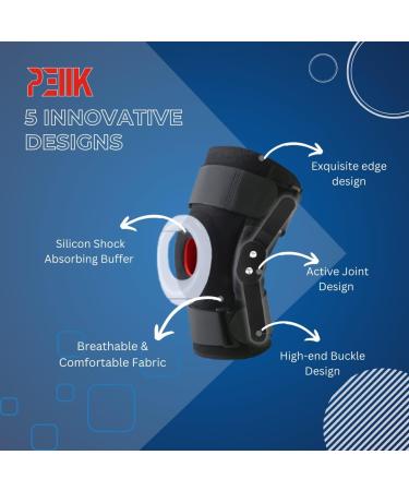 Hinged Knee Brace for Pain Relief - Adjustable Support with Removable Hinge & Shock Absorber for ACL PCL & Meniscus Tear - Universal Size for All - Buy Online on GoSupps.com