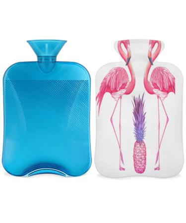 Pink Flamingo hot water bottle with a fluffy cover 2 l capacity hot water bottles for children men flamingo pineapple warm water bottle for cozy nights pain relief back