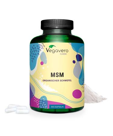 MSM Capsules Vegavero | 2000mg | Distilled Organic Sulphur | NO Additives & Non-GMO | Lab-Tested Methylsulfonylmethane MSM Supplements | 365 Capsules | Vegan
