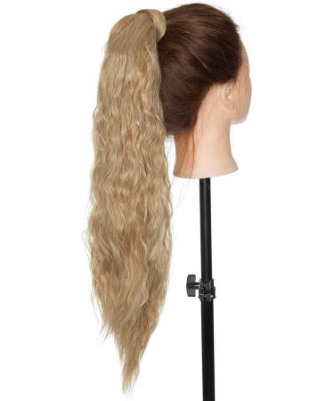 20 Inch Real Long Corn Wave Ponytail Clip in Hair Extensions - Light Ash Brown mix Bleach Blonde - Buy Online on GoSupps.com