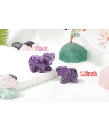 Buy 2 Amethyst Elephant Decor - Healing Crystal Stones Hand-Carved Gemstone Statues - Unique Purple Hippie Home & Office Decorations | Perfect Gifts for Women & Men - Buy Online on GoSupps.com