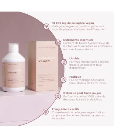 Swedish Collagen - Vegan Collagen 500ml Liquid Collagen | 10 000mg Vegan Amino Acids with Hyaluronic Acid Vitamins & Minerals for Hair Skin & Nails - Buy Online on GoSupps.com