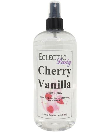 Cherry Vanilla Linen Spray 8 ounces - Eclectic Lady Sheet and Linen Spray - No Artificial Colors Parabens or Preservatives - Long-Lasting Scent for Bed Fabric & Pillow 8 Fluid Ounces