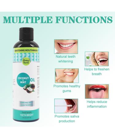 WAWJ Coconut Oil Mouthwash for Teeth with Tongue Scraper Teeth Total Care Mouthwash Natural Mouth Cleaning for Fresh Breath Healthy Teeth - Buy Online on GoSupps.com