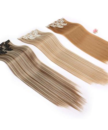 22 Inch Synthetic Clip-In Hair Extensions - Heat-Resistant Wigs for Women | 6 Pieces Set - Style 27-613 - Buy Online on GoSupps.com