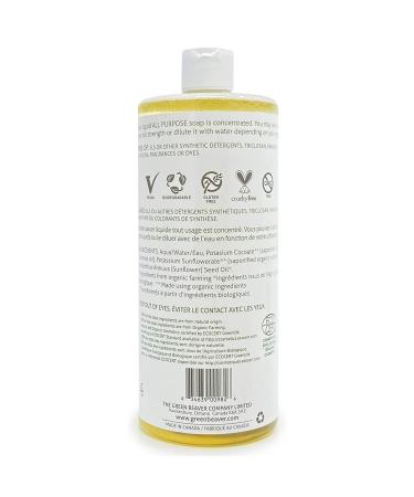 Green Beaver All Purpose Liquid Soap - Natural Unscented Castile Soap for Hand Laundry Body & Home - 1 Liter - Eco-Friendly & Gentle for All Skin Types - Buy Online on GoSupps.com
