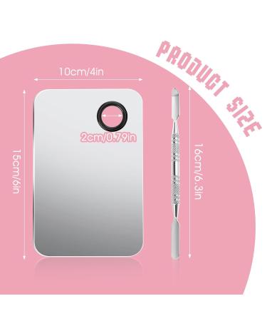 Wllhyf Stainless Steel Cosmetic Makeup Palette | Professional Mixing Plate with Spatula for Foundation & Nail Art | 15x10cm Makeup Artist Tools - Buy Online on GoSupps.com