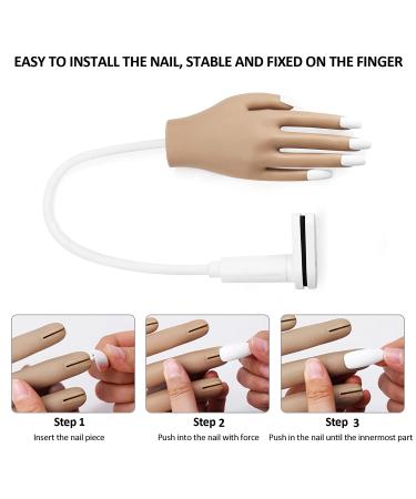 Silicone Nail Practice Hand with Aluminum Alloy Bracket - Flexible & Durable for Acrylic Nails - Brown - Buy Online on GoSupps.com