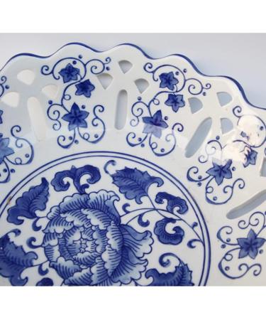 Fruit Bowl Salad Bowl Ceramic Creative Blue and White Porcelain Fruit Plate Snack Basket Food Basin Chinese Classical Hollow Crafts Fruit Bowl for Kitchen Counter (Color : A Size : Large) (A Small) - Buy Online on GoSupps.com