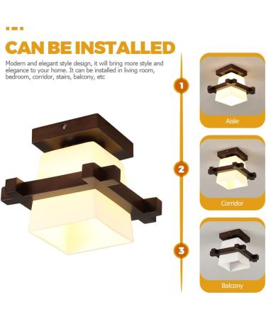 Hemobllo Solid Wood Ceiling Lamp Ceiling Hanging Light Hanging Lamp Pendant Light LED Wall Lamp Coffee Glass - Buy Online on GoSupps.com