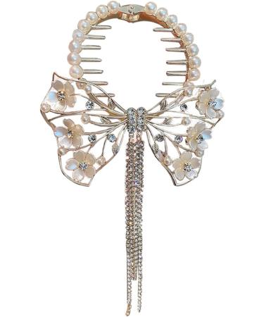 HISYI Hairs Clip Bowknot Tassels Pills Head Ponytail Buckle Rhinestones Hairband Hairs Clip Headdress Accessory for Women and Girls - Buy Online on GoSupps.com
