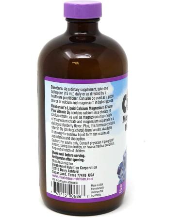 Bluebonnet Nutrition Liquid Calcium Magnesium Citrate + Vitamin D3 - Natural Blueberry Flavor 16 fl oz - Buy Online on GoSupps.com
