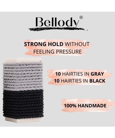 Bellody Minis - Stylish Mini Hair Ties for Braids (20 pcs - Black/Grey) | Women's Hair Accessories - Buy Online on GoSupps.com