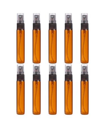 Beaupretty 10ml Amber Glass Spray Bottle 20Pcs Glass Vial Empty Fine Mist Bottle Sprayer Refillable Perfume Bottle