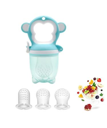 Baby Fruit Feeder Silicone Fresh Food Feeder Pacifier Mesh Feeder Teethers Popsicle Mold for Babies Silicone Feeder for Infants Teething Fruit Feeder teethers 3 Silicone Nipple (Blue)
